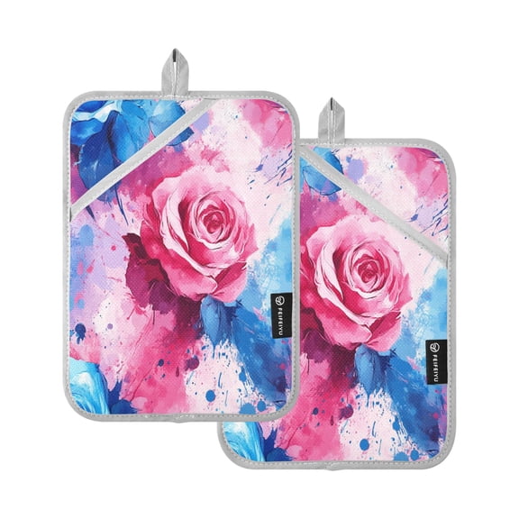 BZSMCE Pot Holder Oven Mitts Cooking Baking Floral Antelope Illustration Creative Pattern Size:7x9.8in