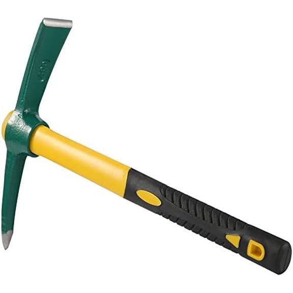 15 Inches Pick Mattock Hoe, Forged Weeding Garden Pick Axe with Rubber Handle, Weeding Mattock Hoe for Gardening, Loosening Soil, Camping, Planting Vegetables and Fruits