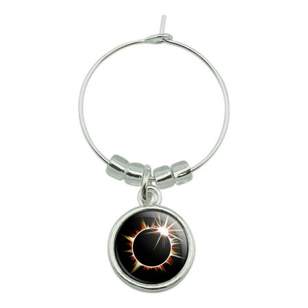 Total Solar Eclipse Painted Wine Glass Charm Drink (The Best Eclipse Glasses)