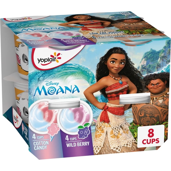 Yoplait Low Fat Kids Yogurt Cups, Disney Moana Variety Pack, Gluten Free, 8 Count, 32 oz