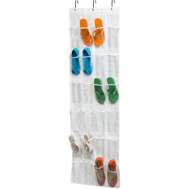 Honey Can Do 24 Pocket Over The Door Shoe Rack White Walmart Com Walmart Com