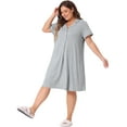 thumbnail image 3 of DARING DIVA Women's Plus Size Short Sleeves Sleep Shirt 1X Gray, 3 of 6