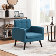 thumbnail image 5 of Alden Design Modern Tufted Fabric Accent Chair with Wood Legs for Living Room, Navy Blue, 5 of 6