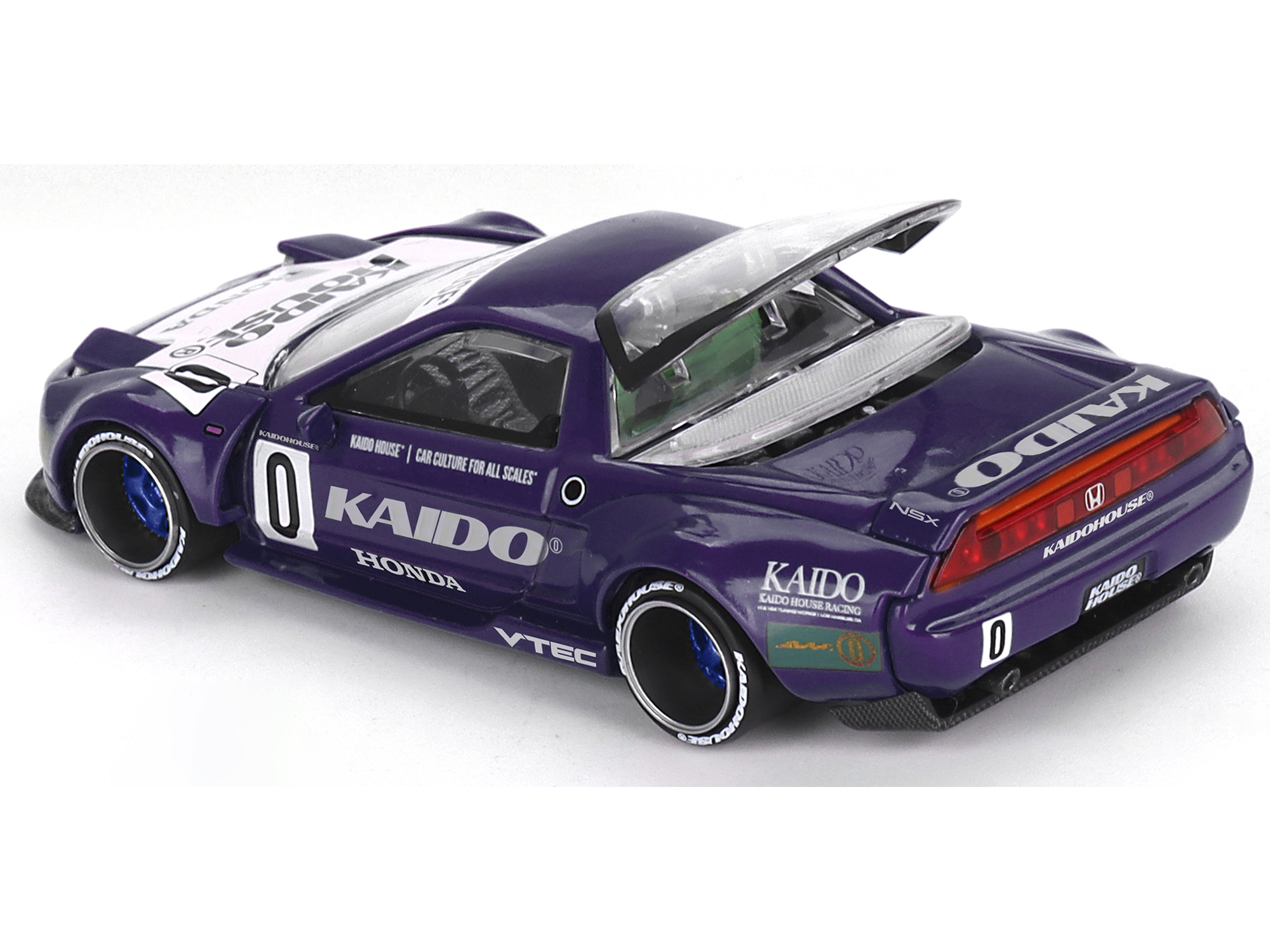 Mini GT KHMG173 Honda NSX Kaido Racing V2 No.0 Purple with White Hood & Graphics Designed by Jun Imai Kaido House Special 1-64 Scale Diecast Model Car