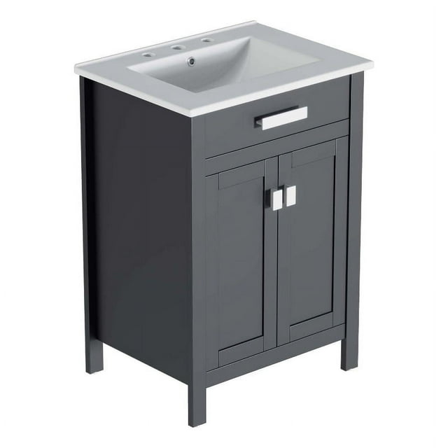Modway Laguna 23.5" Modern Wood/Ceramic Bathroom Vanity in Gray/White
