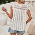 thumbnail image 5 of Women Fashion Solid Casual Lace Slim Fit Small Flying Sleeve Round Neck Short Sleeve Top Summer Tee Shirts Women Tan Raglan Shirt Women Women's Tee Shirts Workout Women Shirt Casual Summer Shirts Long, 5 of 5