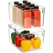 Sorbus Clear Plastic Storage Bins (2-Pack) - Large Organizers for Kitchen, Pantry, Cabinet, Fridge, and Refrigerator