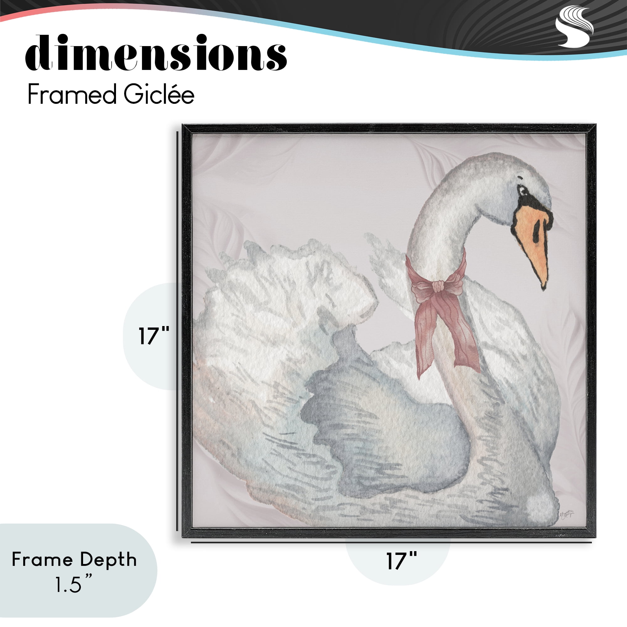 Stupell Industries Subdued Classic Swan Black Framed Giclee Art, design by Elizabeth Medley