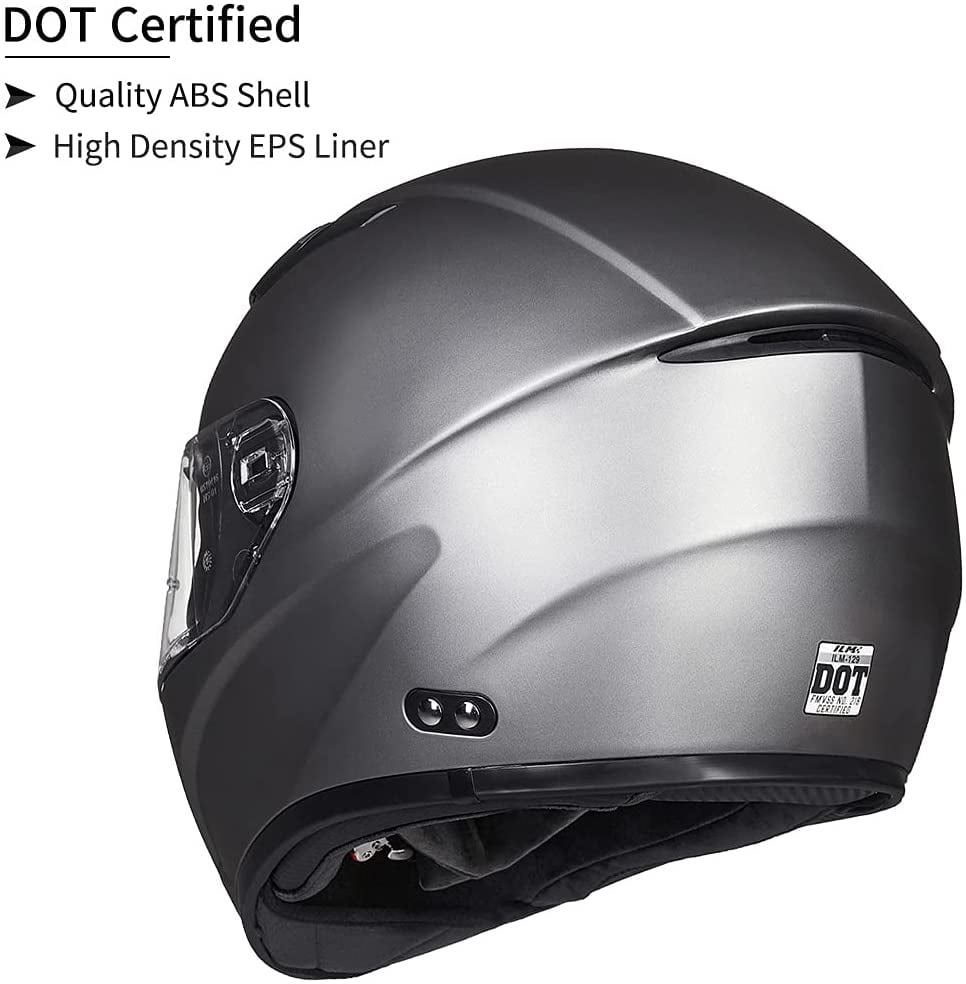 ILM Full Face Motorcycle Snowmobile Helmet Anti-fog Pinlock for Men Women  DOT (Gray, 3XL)