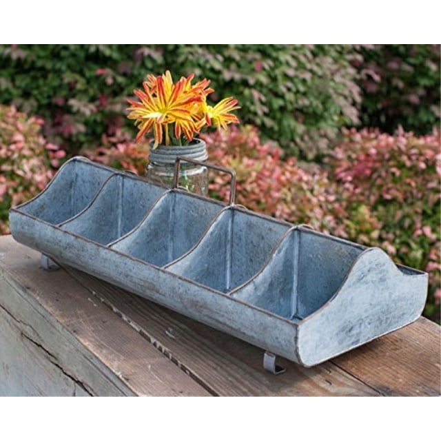 galvanized steel metal country garden planter feed trough