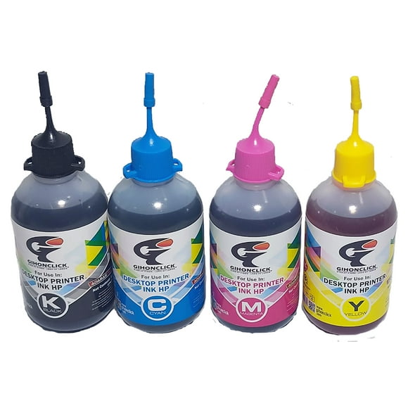 TINTA GIHONCLICK ULTRA BRILLANTE PARA SMART TANK HP SET 4 BOTELLAS GIHONCLICK TINTA BASE PIGMENTO