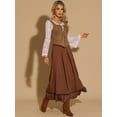 thumbnail image 4 of Renaissance Corset for Women's Faux Suede Vintage Sleeveless Lace Up Waistcoat Vests L Brown, 4 of 6
