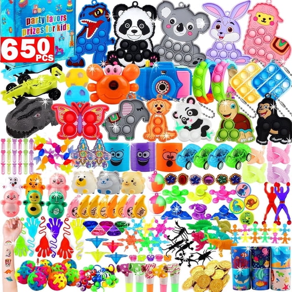 Beautysureup 650 Pcs Party Favors for Kids, Prize Treasure Box Toys for Classroom, Fidget Toys Bulk, Goodie Bag Stuffers, Carnival Prizes, Pinata Filler Stocking Stuffers for Birthday Gifts
