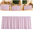 thumbnail image 4 of Multipurpose Rectangular Table Skirt, Teacher Desk Skirting Cover, Cabinet Hideaway Privacy Valance, 72×29 Inch Rod Pocket Decor Dust Curtain, Reusable Table Skirt for Workbench Office Decor, 4 of 7
