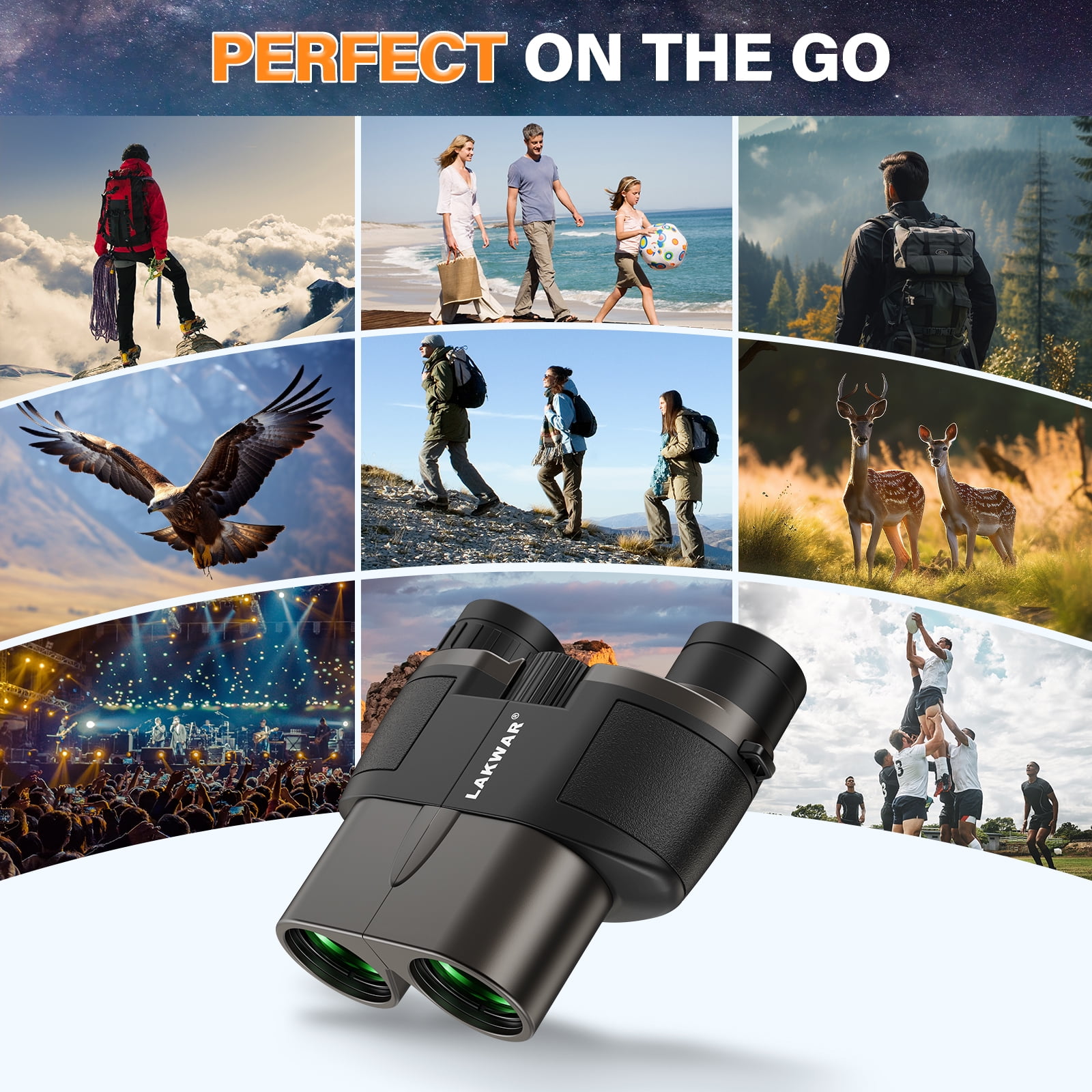 LAKWAR 10x25 Compact Binoculars for Adults and Kids，Small Portable Binoculars Lightweigh tfor Bird Watching Hunting-Black