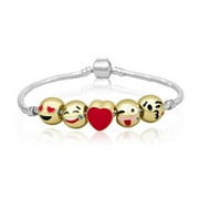 18K Gold Plated Emoji Charm Bracelet 5 Charms Total!