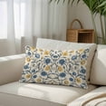 thumbnail image 3 of Vintage Blue Yellow Standard Size Pillow Cover, Pillowcase Protectors with Zipper, Breathable Decorative Throw Pillow Case Cover, Spring Enchanted Garden Florals Pillow Shams for Couch Sofa 20x26Inch, 3 of 8