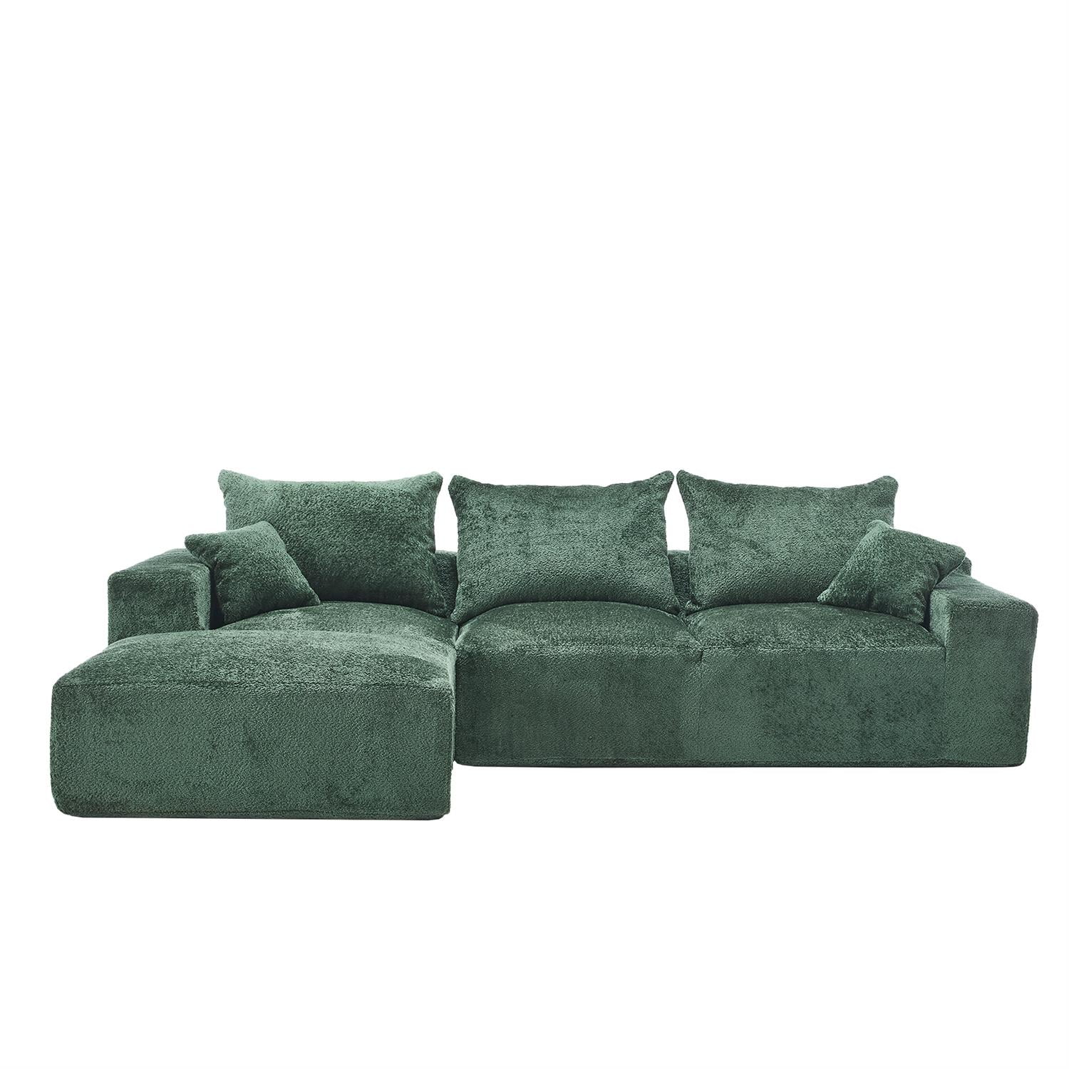 Demi Bonn 108" Modern L-Shaped Sofa, Premium Fabric Couch with Deep Seating, Freestyle Setup, No Assembly Needed for Living Room Relaxation, Green