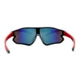 thumbnail image 2 of Mens Color Mirror Aerodynamic Block Shield Lens Plastic Sport Sunglasses Black Red Rainbow Mirror, 2 of 4