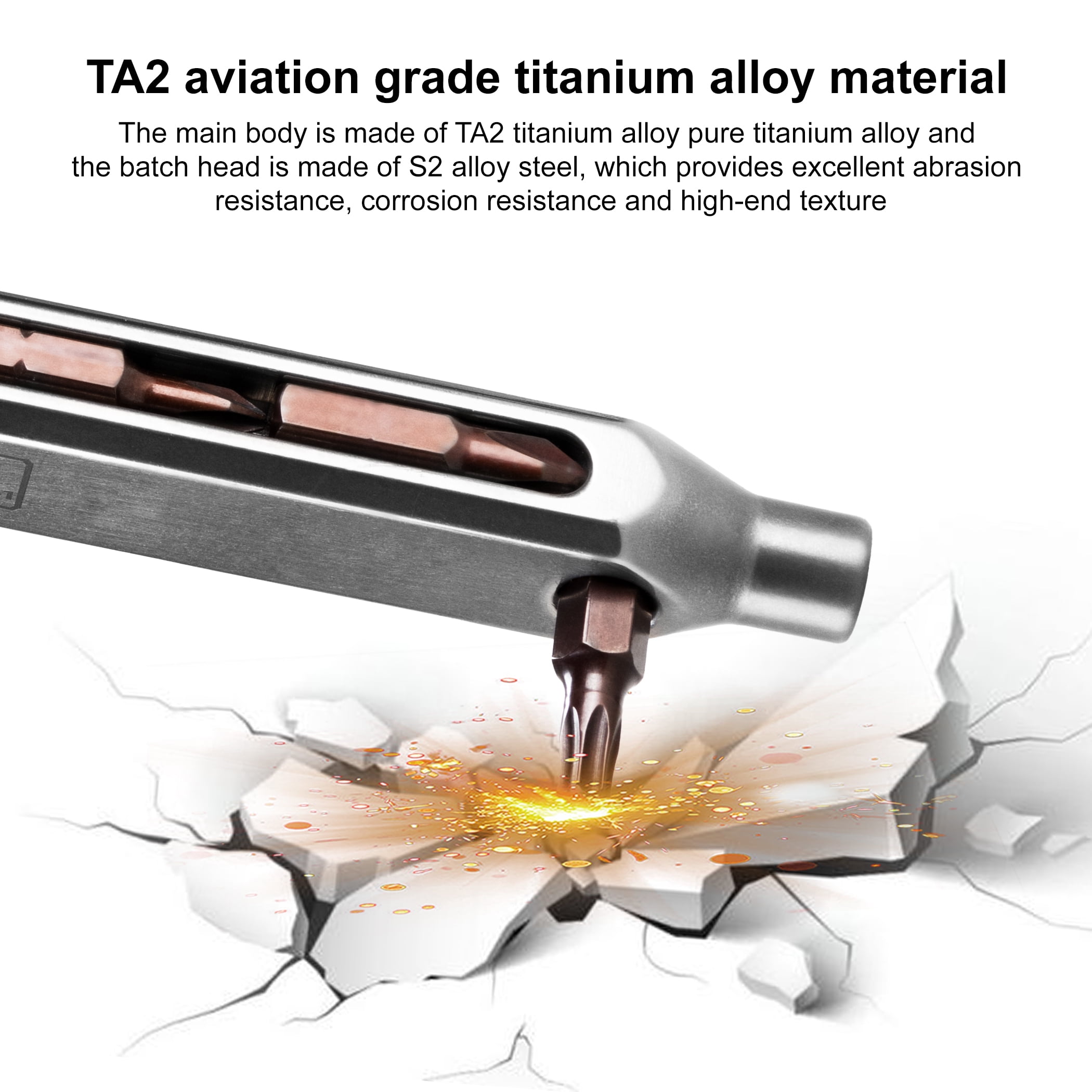 FANAUE 10-in-1 Titanium EDC Screwdriver Set with Magnetic S2 Steel Bits - Portable Multi-Torque Tool for DIY