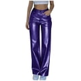 thumbnail image 5 of Wlynlyn Womens Leather Pants High Waist Straight Leg Casual Solid Color Business Work Trousers with Pockets, 5 of 10
