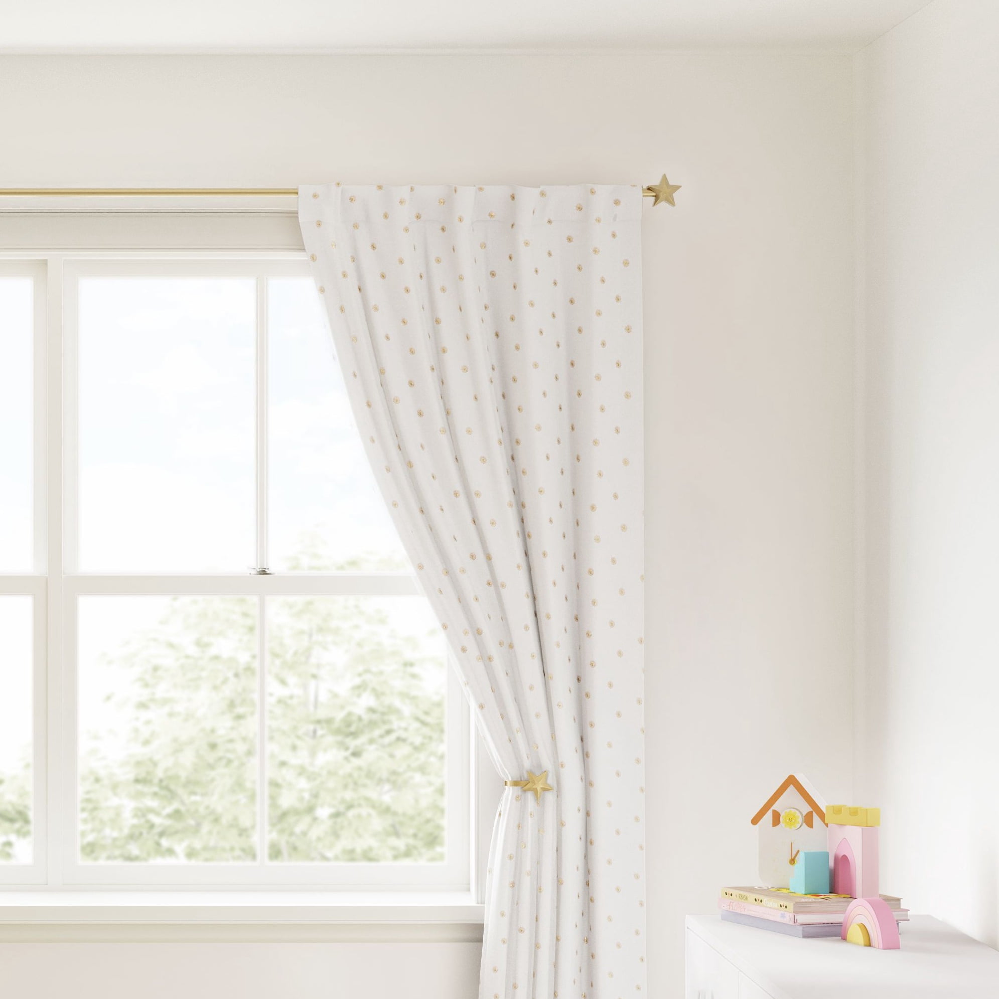 Mainstays Kids 3/4" Gold Star Adjustable Single Curtain Rod, 48"-84"