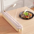 thumbnail image 3 of Coollooc Plastic Wrap Dispenser with Cutter，Magnetic Aluminum Foil and Adhesive Film Organizer, Wall Mount Kitchen Wrap Organizer, Cling Wrap Dispenser with Paper Towel Holder and Cutter(C,Pink), 3 of 8