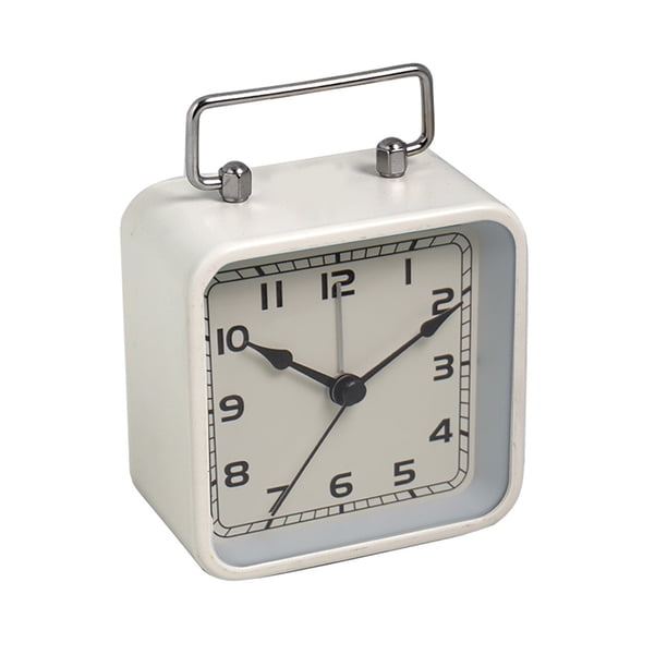 Reloj despertador pequeño cuadrado de metal, reloj silencioso de escritorio for cama de estudiante, reloj de mesa de cuarzo luminoso for dormir