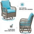 thumbnail image 3 of Garvee 3 Pieces Outdoor Swivel Rocker Chair Set, Outdoor Swivel Glider Rocker, Outdoor Rocking Chair Set with Glass Top Table with Thick Cushions for Backyard, Balcony, Deck, Light Blue, 3 of 8
