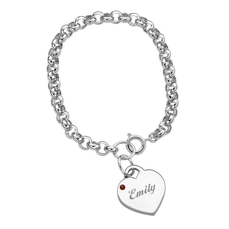 personalized walmart birthstone charm bracelet heart name jewelry engraved