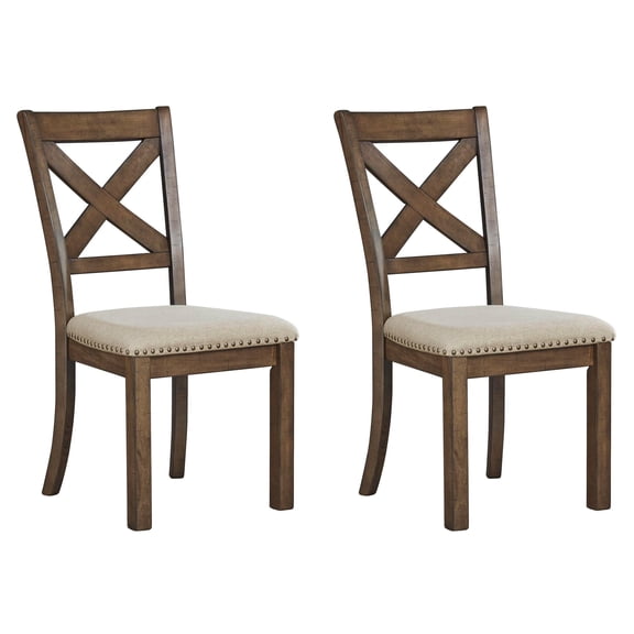 Signature Design by Ashley Moriville Modern Farmhouse Upholstered Dining Room Chair, Set of 2, Brown