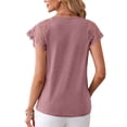 thumbnail image 4 of Only Moment Short Sleeve Blouse Polyester,Spandex,cotton V Neck Women's Short Sleeve Tops Dressy Casual Summer Outfits 2026 Brick Red,S, 4 of 7