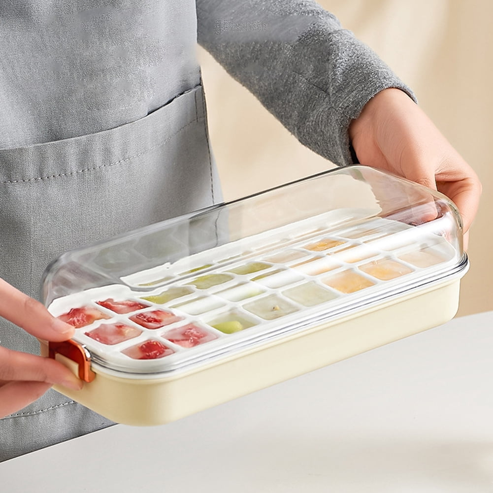 KYAIGUO Ice Tray,Ice Trays for Freezer,Press to Easy Release Mold 4.3x3x10.6inch(Yellow White)
