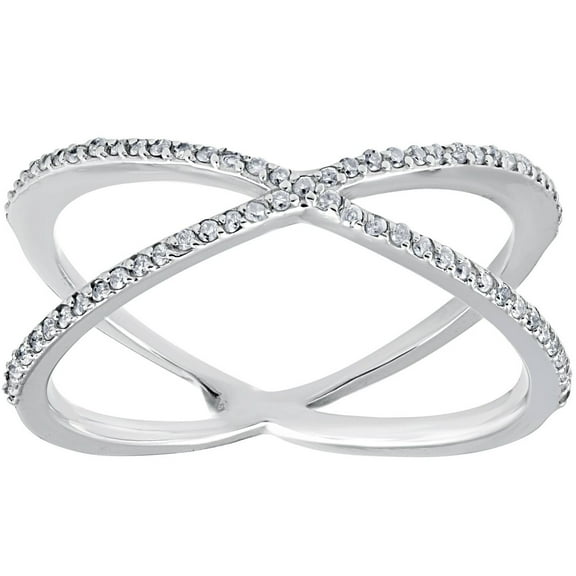 Criss-Cross Diamond Engagement Ring Crossover Fashion Ring 1.6 Ct Diamond 14K White Gold Over