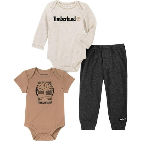 Timberland Boys 0-9 Months 3-Piece Bodysuit Pant Set (Beige 0/3 Months)