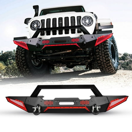 Front Bumper for 2007-2018 Jeep Wrangler JK,2018-2025 Jeep Wrangler JL,2019-2025 Jeep Gladiator JT,Heavy Duty Steel Front Bumper with 2 D-Rings