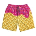 thumbnail image 3 of Uemuo Red Ice Cream Pattern Men's Swim Trunks Hawaiian Beach Bathing Suit Swimsuits Beach Quick-Dry Shorts with Pockets-Large, 3 of 9