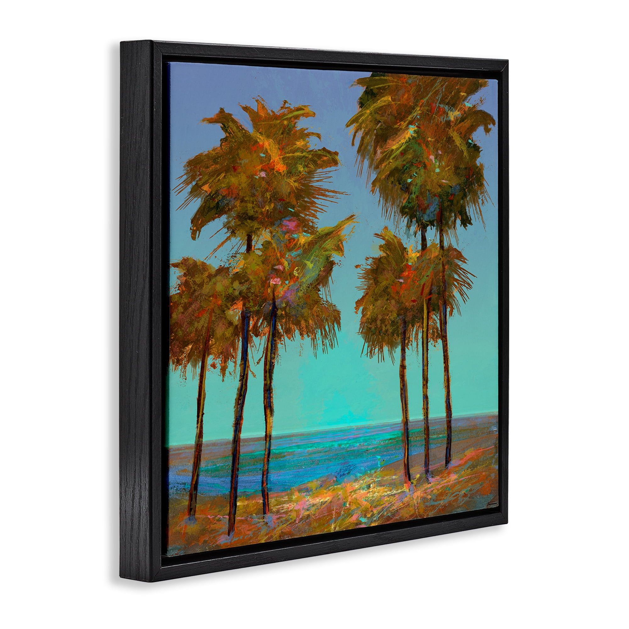 Stupell Industries Looming Green Palms Landscape Painting Black Floater Framed Canvas Art Print Wall Art, 25 x 25
