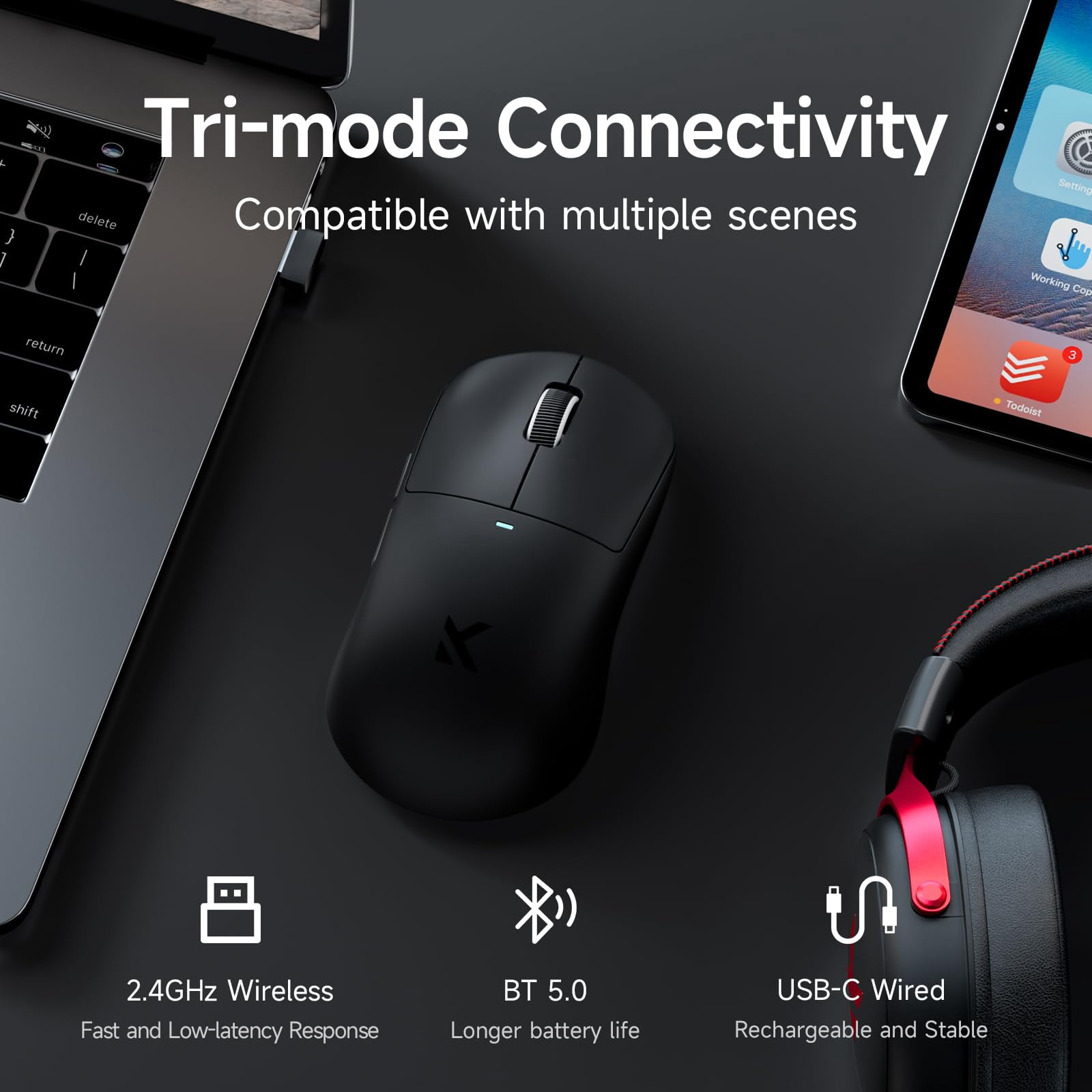 MCHOSE M7 Ultra Wireless Gaming Mouse, 8K Polling, 53g Lightweight