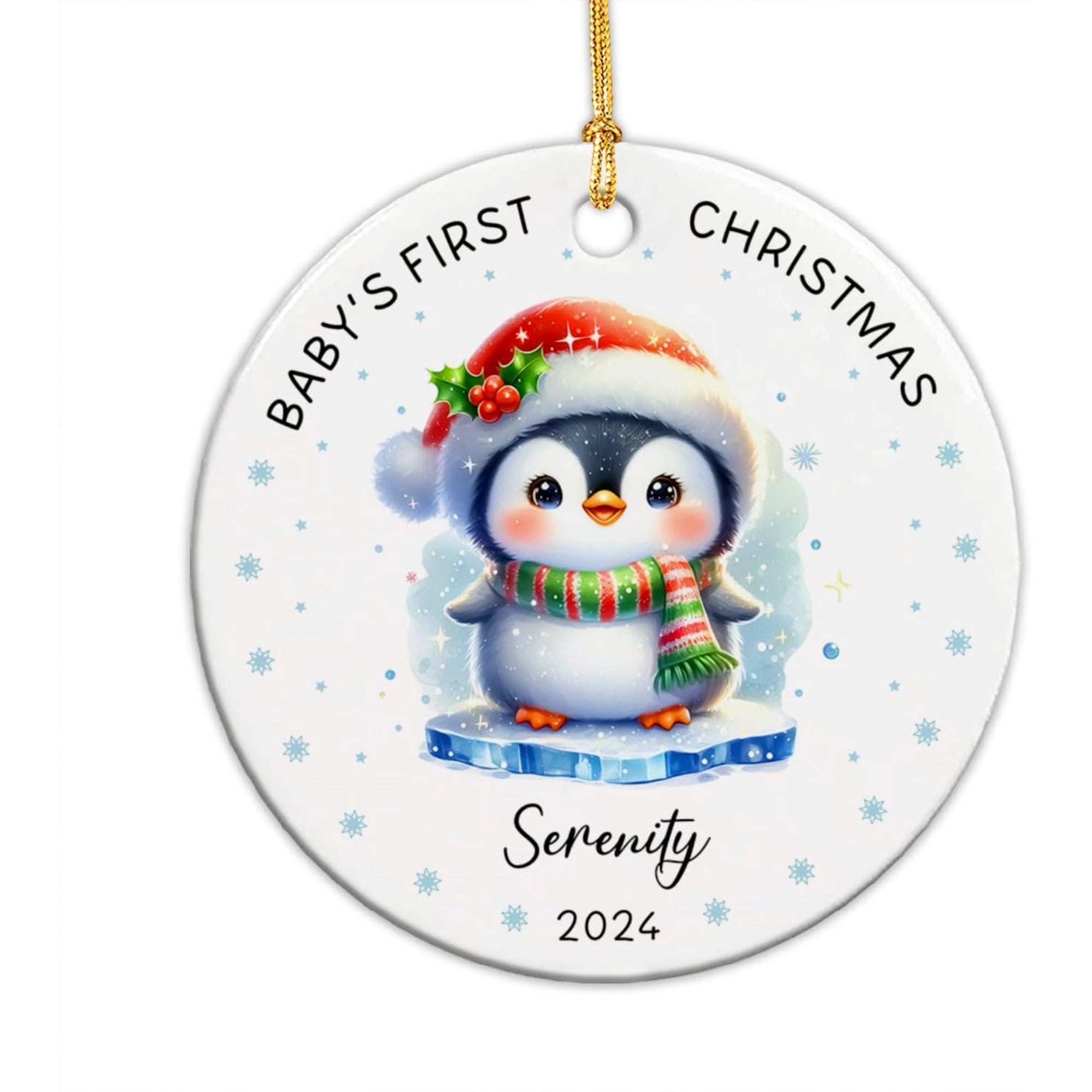 Baby's First Christmas Decor, Penguin 2025 Ornament, Personalized Baby Gifts for Newborn New Mom Dad Grandson Granddaughter, Custom Name Baby Penguin Ceramic Ornament, Baby 1st Year Ornament TBwzqm