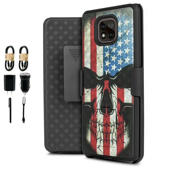 Value Pack ! for Motorola Moto G Power 2021 (NOT FIT 2020 Version) with Tempered Glass Phone Case 360° Cover Clip Kickstand Holster Hybrid Shock Bumper