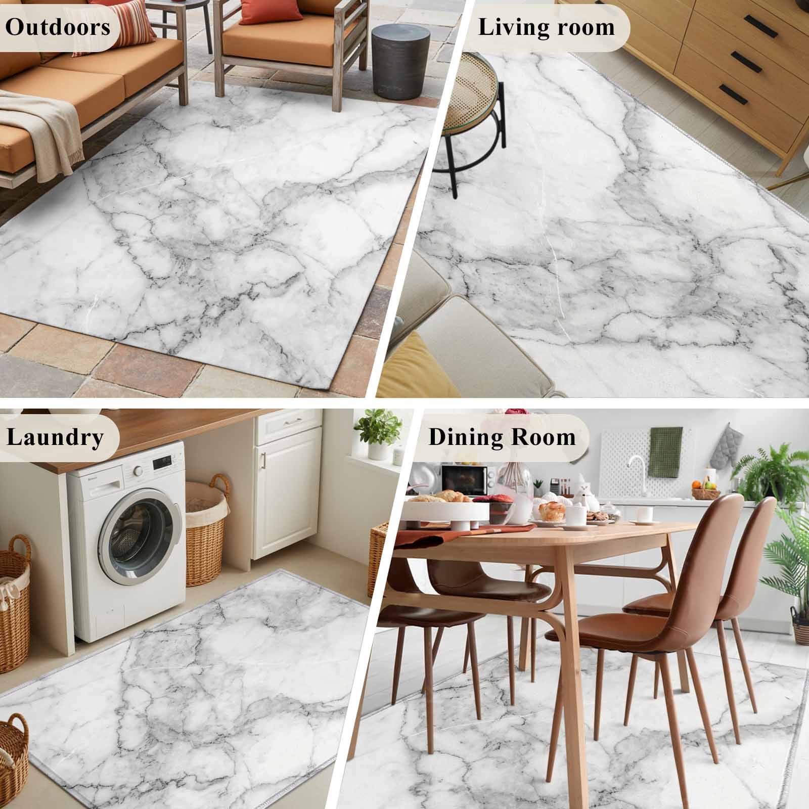 Hallway Runner Rugs 2.7x5 Ft, Gray Marble Non Slip Area Rugs for Kitchen Bedroom Entryway, Modern Simple Gradient Abstract Patterned Washable Carpet Runner Rug Floor Mats for Bedroom Home Decor
