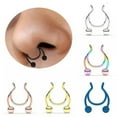 thumbnail image 2 of K-KED Nose Ring Hoop Fashion Punk Ring Nasal Septum Septums Piercing Clip Delicate Jewelry -Multicolor, 2 of 9
