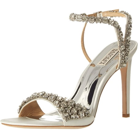 Badgley Mischka Womens Galia Heeled Sandal 5.5 White Satin