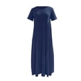 thumbnail image 4 of Vestido largo suelto de moda de verano para mujer, vestido largo de playa con capas asimétricas de cuello redondo y manga corta Fridja bnh3470, 4 of 5