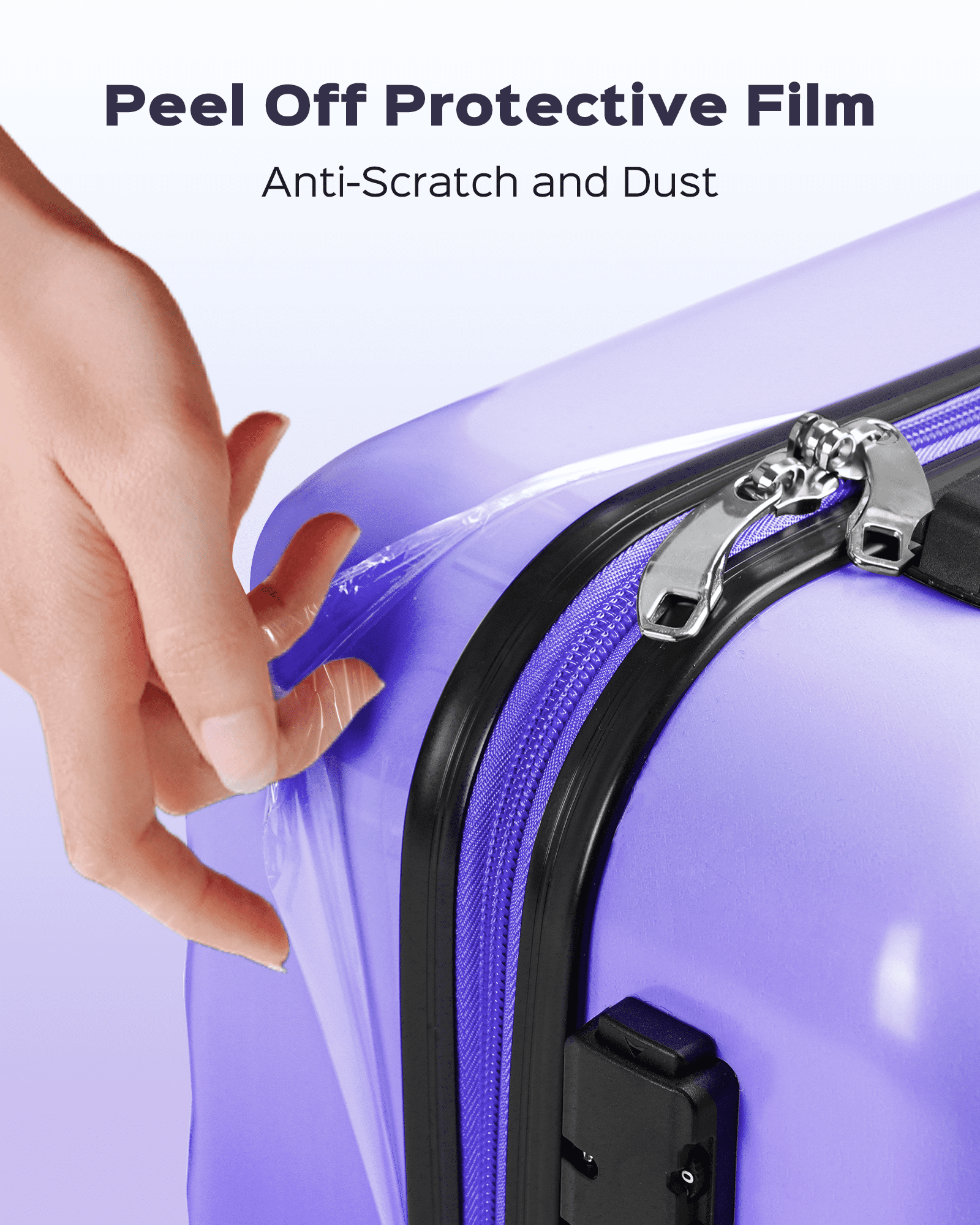 3 Piece Luggage Sets 20"/24"/28" ABS+PC Lightweight Hardshell Suitcase with Spinner Wheels and TSA Lock,Purple
