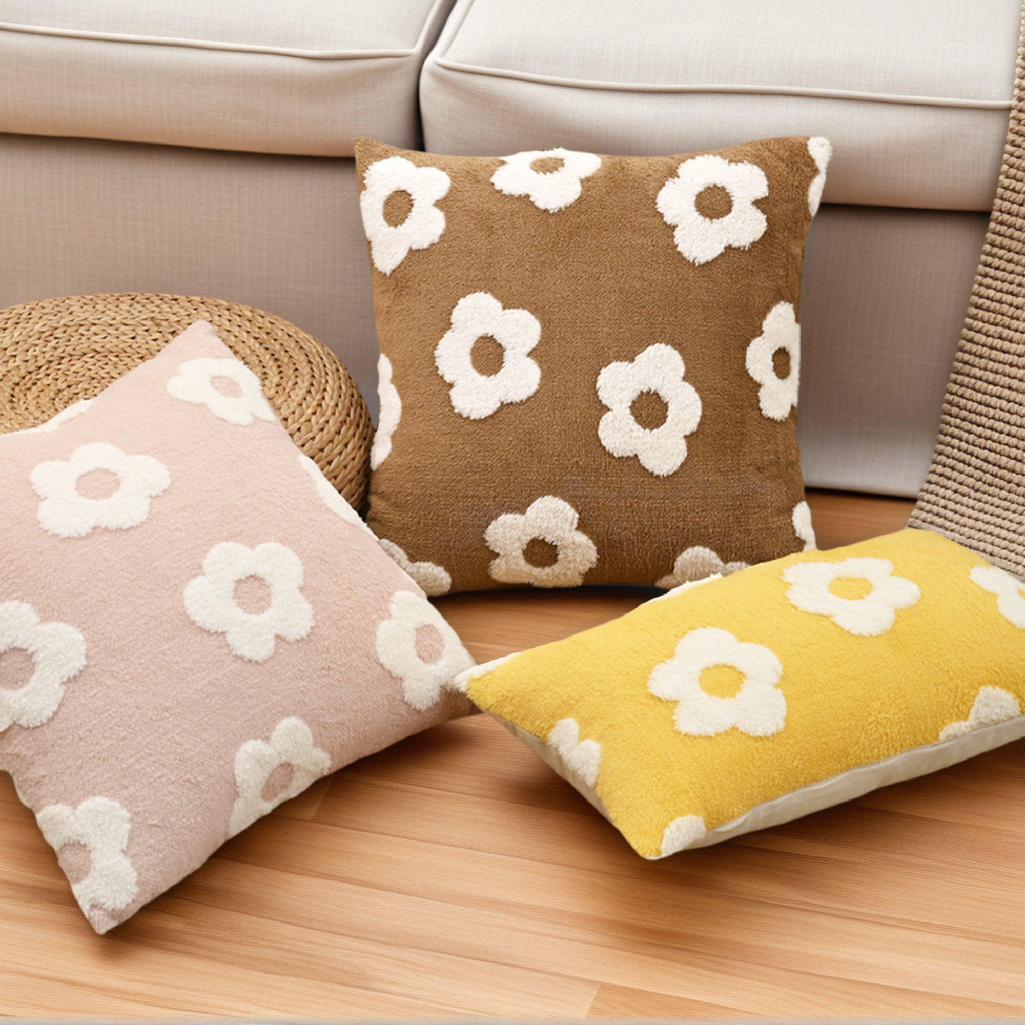 Unique Bargains Pack of 2 Floral Decorative Throw Pillow Covers for Home 20" x 12" Blue
