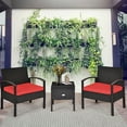 thumbnail image 1 of Costway Ensemble de Mobilier de Terrasse en Rotin 3 Pcs Table de Rangement Canapé Coussiné Terrasse Rouge, 1 of 10