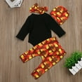 thumbnail image 3 of Infant Baby Girls BoysThanksgiving Clothes My First Thanksgiving Turkey Romper Pants Hat Headband Outfits Set 4Pcs, 3 of 8