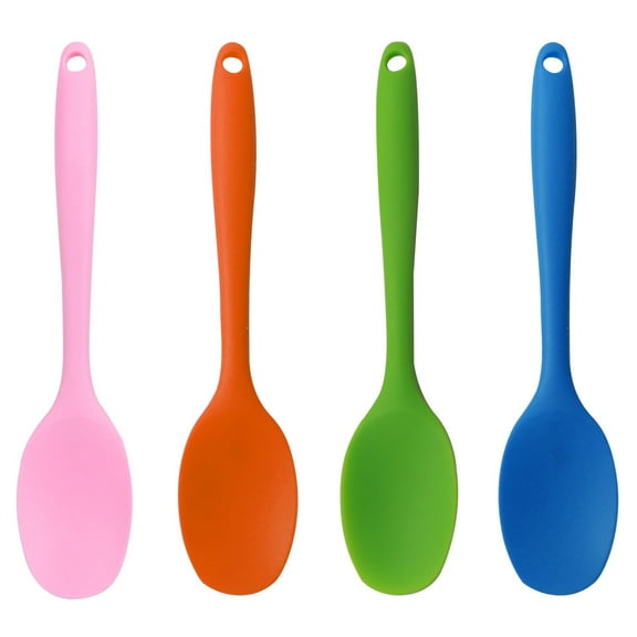 4 Pcs Kitchen Cooking Silicone Spatula Heat Resistant Turner Scraper Baking Utensils Orange Blue Pink Green